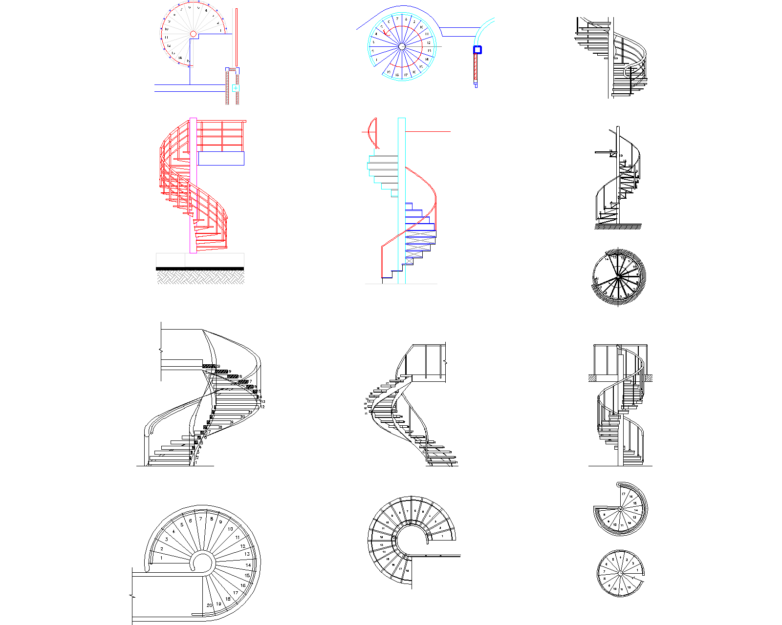 Spiral Stairs Cadblocks Hub For Industrial Design