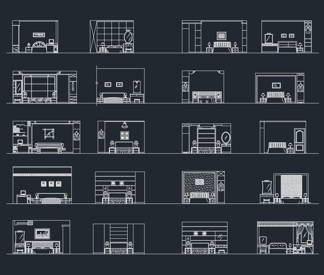 Bedroom Elevation CAD | DWG Interior Wall View Details