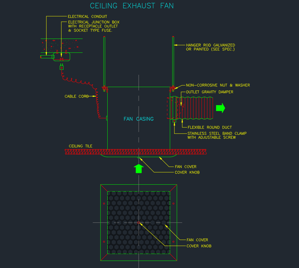 Ceiling Exhaust Fan CAD Block | DWG Drawing Download