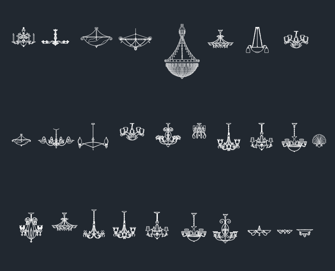 Chandelier CAD Block | Elegant Lighting DWG Files