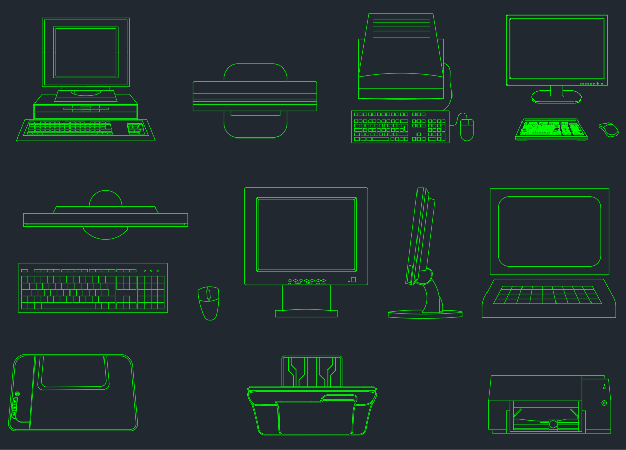 Computer CAD Block | DWG Desktop & Laptop Symbols