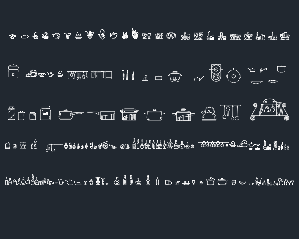 Crockery CAD Blocks | Tableware DWG for Kitchen Design