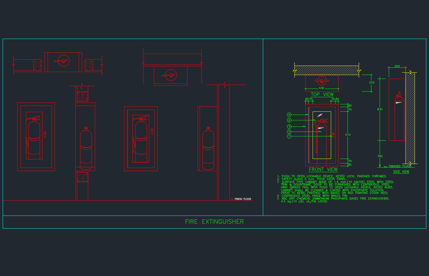 Fire Extinguisher Cabinet CAD | Free DWG Blocks Download