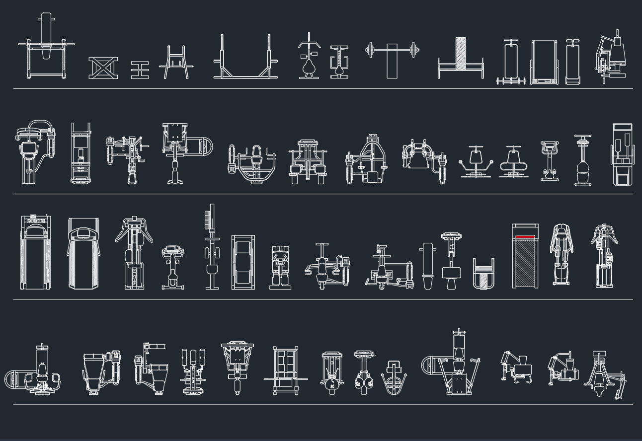 Fitness Equipment CAD Blocks | Gym DWG Files Free