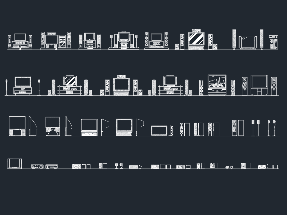 Home Theater Systems CAD Blocks | Free DWG Downloads