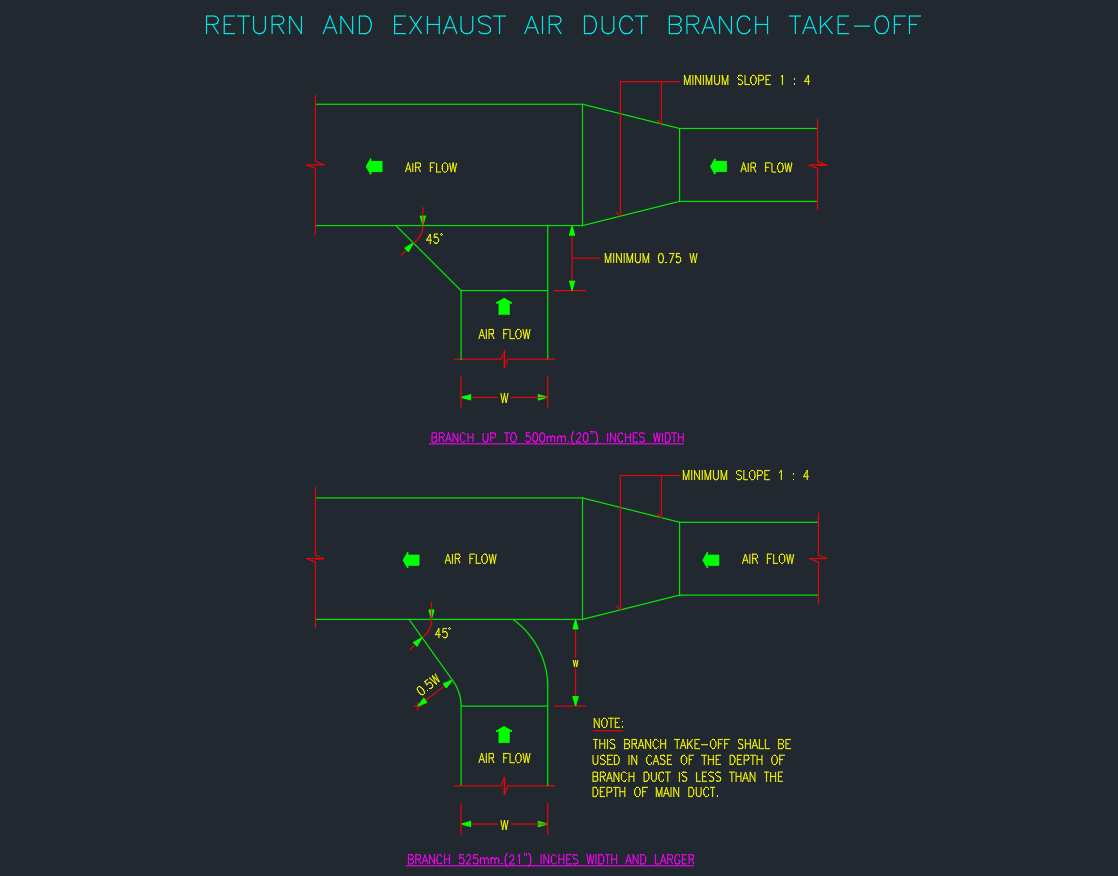 Return & Exhaust Air Duct Take-off | CAD DWG Download