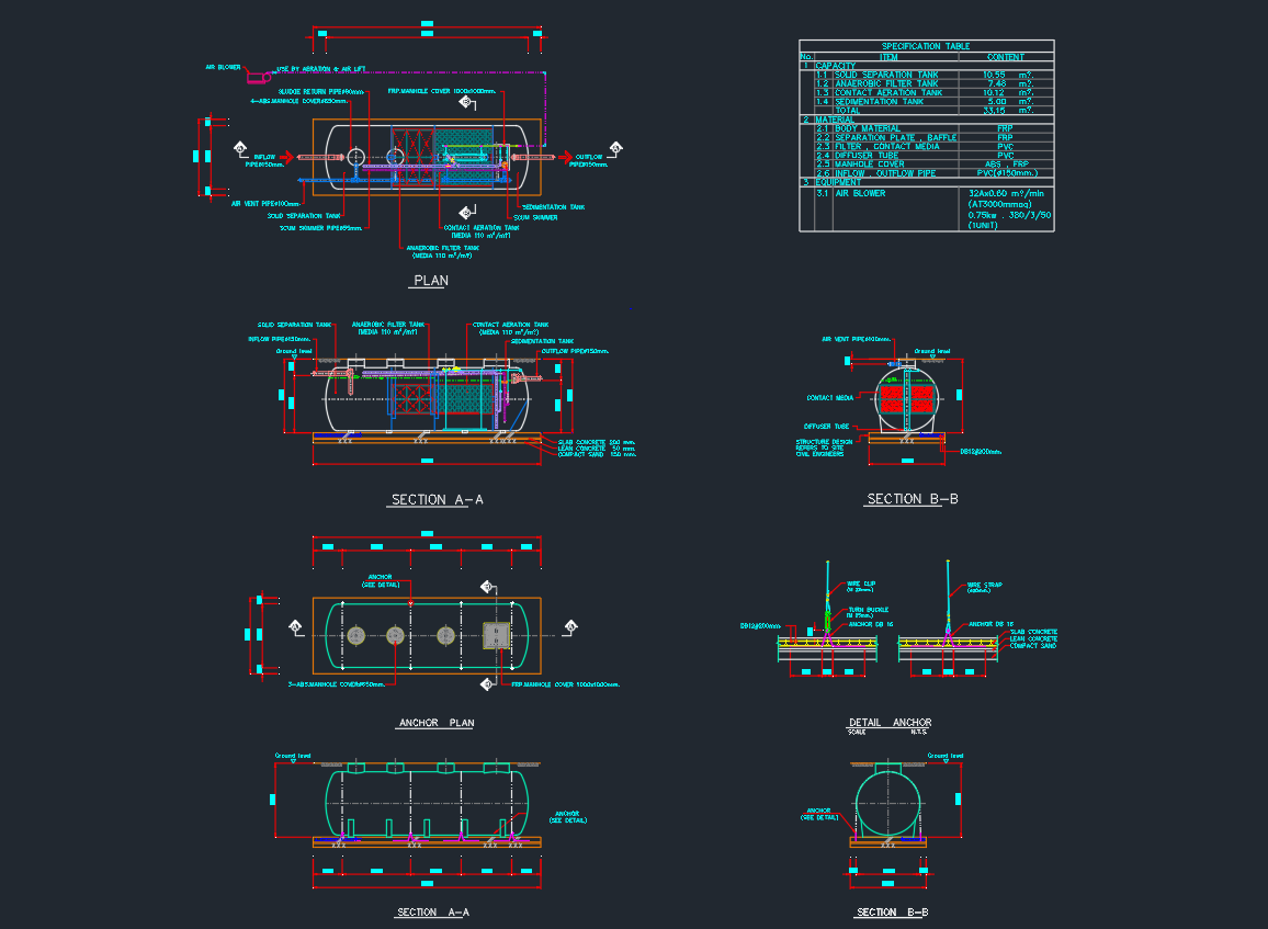 Septic Tank CAD Details | DWG Drawing Download