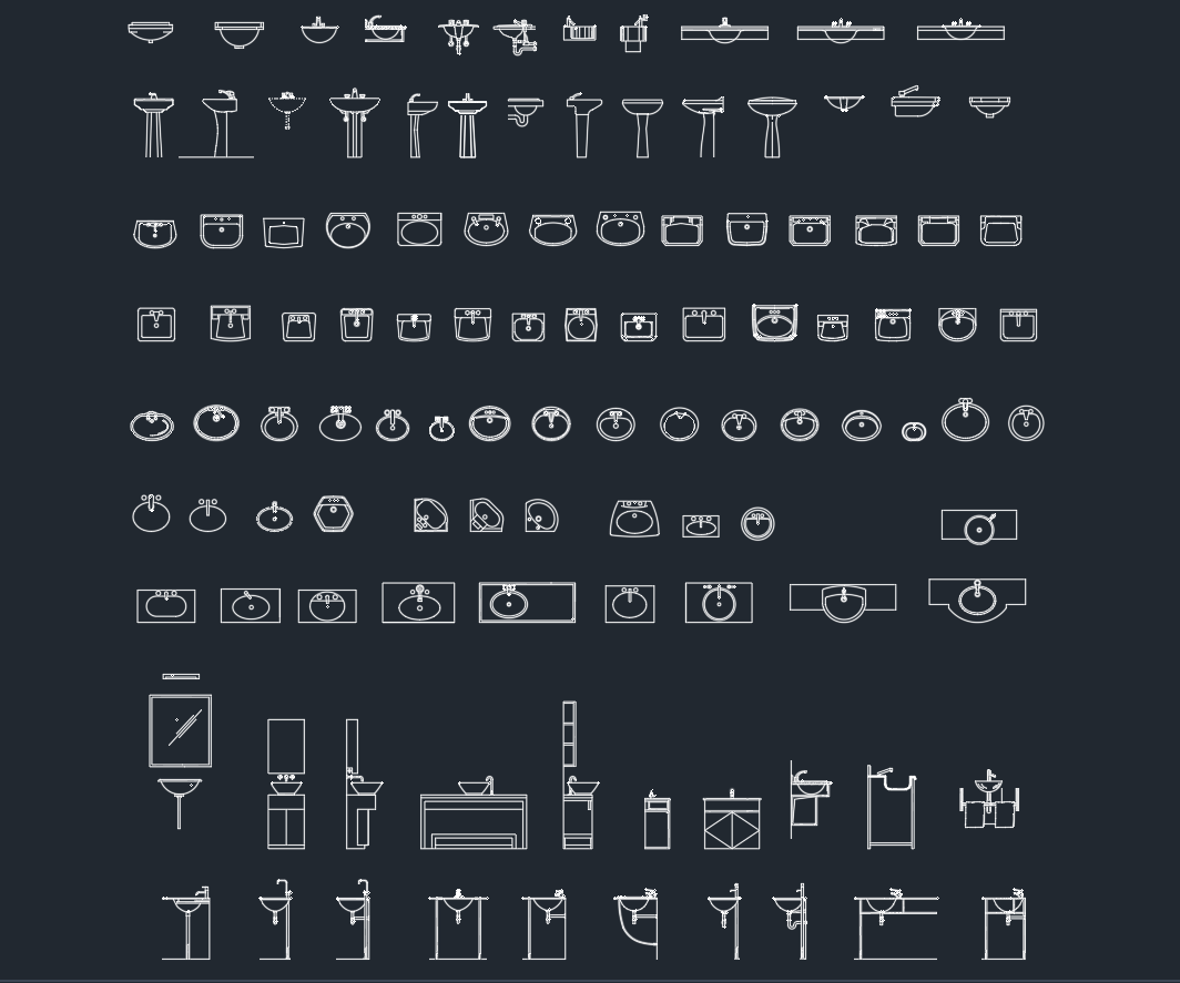 Sinks CAD Blocks | Free DWG for Kitchen & Bathroom Plans