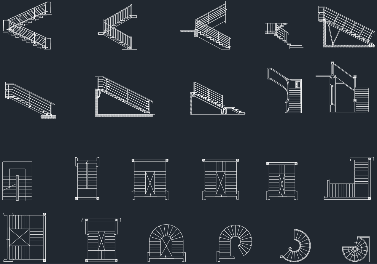 Stairs Plan and Elevation CAD Blocks | Free DWG Files