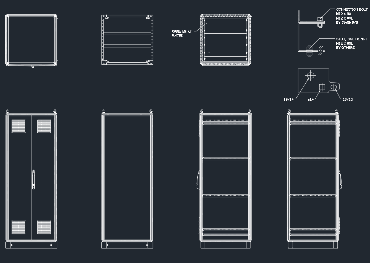System Cabinet CAD Blocks | DWG Enclosure Layout Set