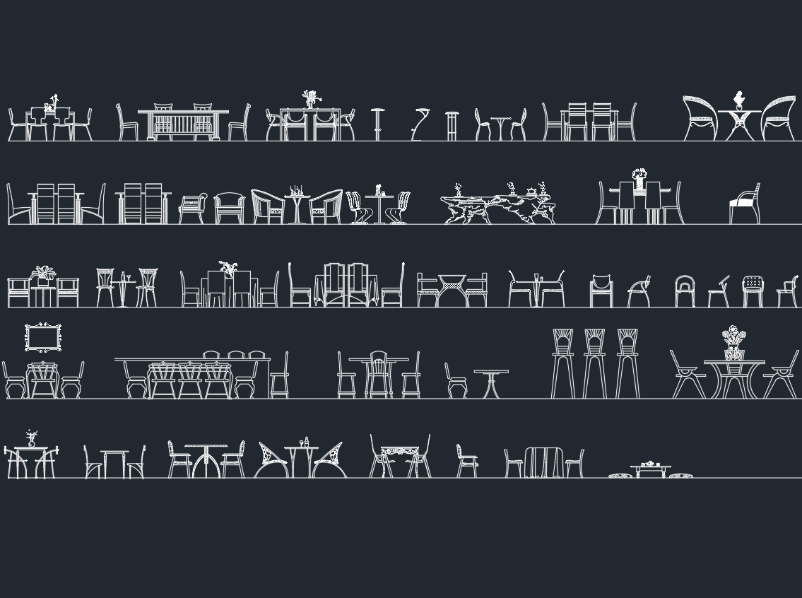 Tables and Chairs CAD Blocks | DWG Layout Download