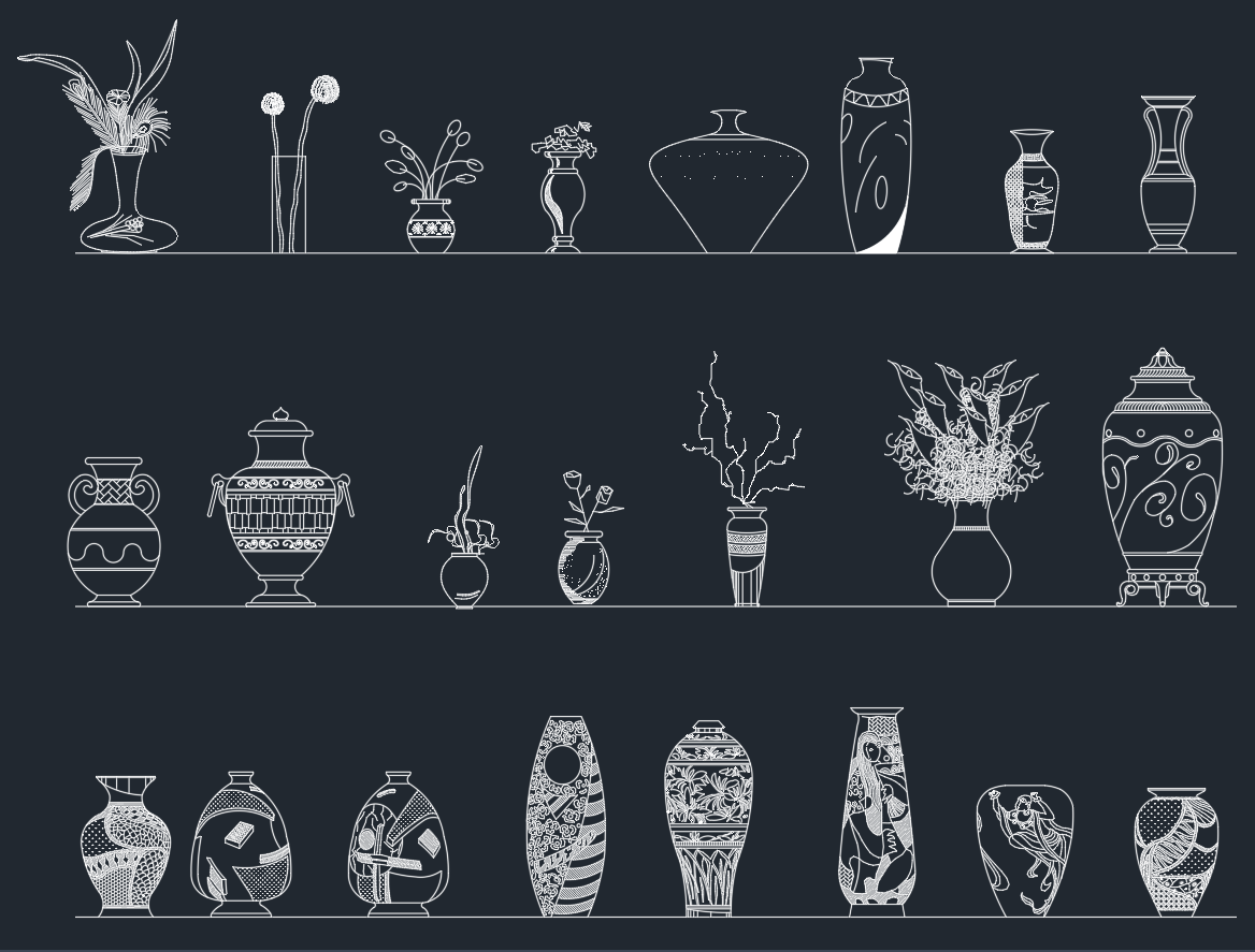 Vases CAD Blocks | Free DWG for Interior & Decor Plans