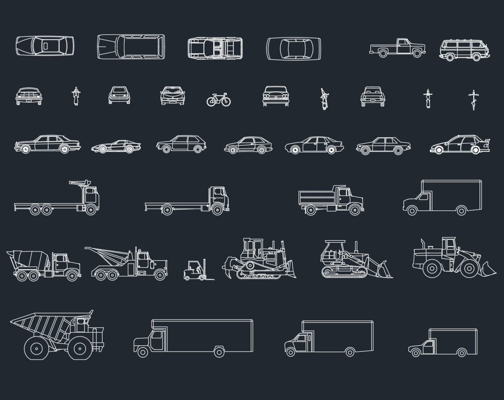 Vehicles CAD Blocks | Cars, Trucks, Transport DWG Set