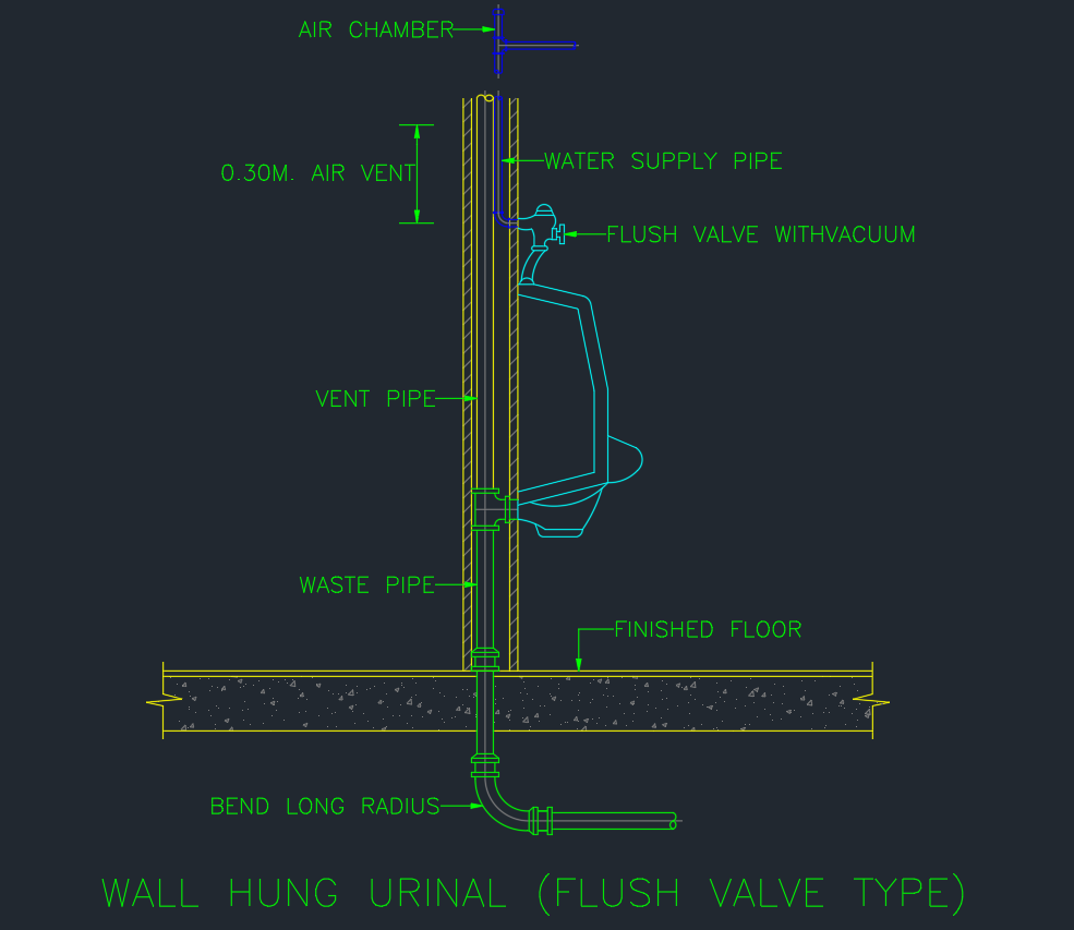 Wall-Hung Urinal CAD Block | Free AutoCAD DWG Download