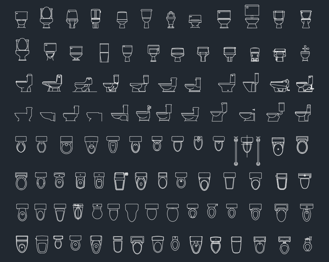 Water Closet CAD Blocks | Free DWG Toilet Symbols