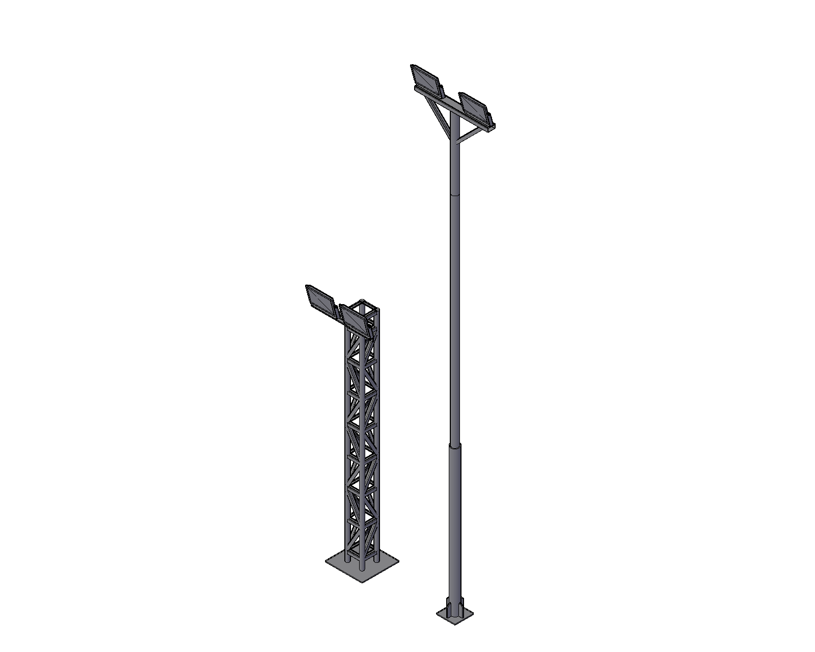 LED Flood Light with Pole 3D Model | Free DWG Download