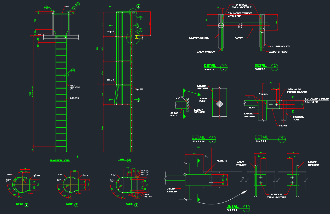 Ladder Drawing Details CAD Blocks | Free DWG Download