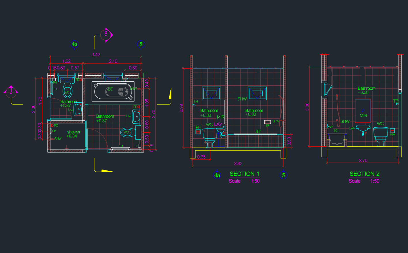 Bathroom Layout 3.4×2.7m | Spacious Modern Design