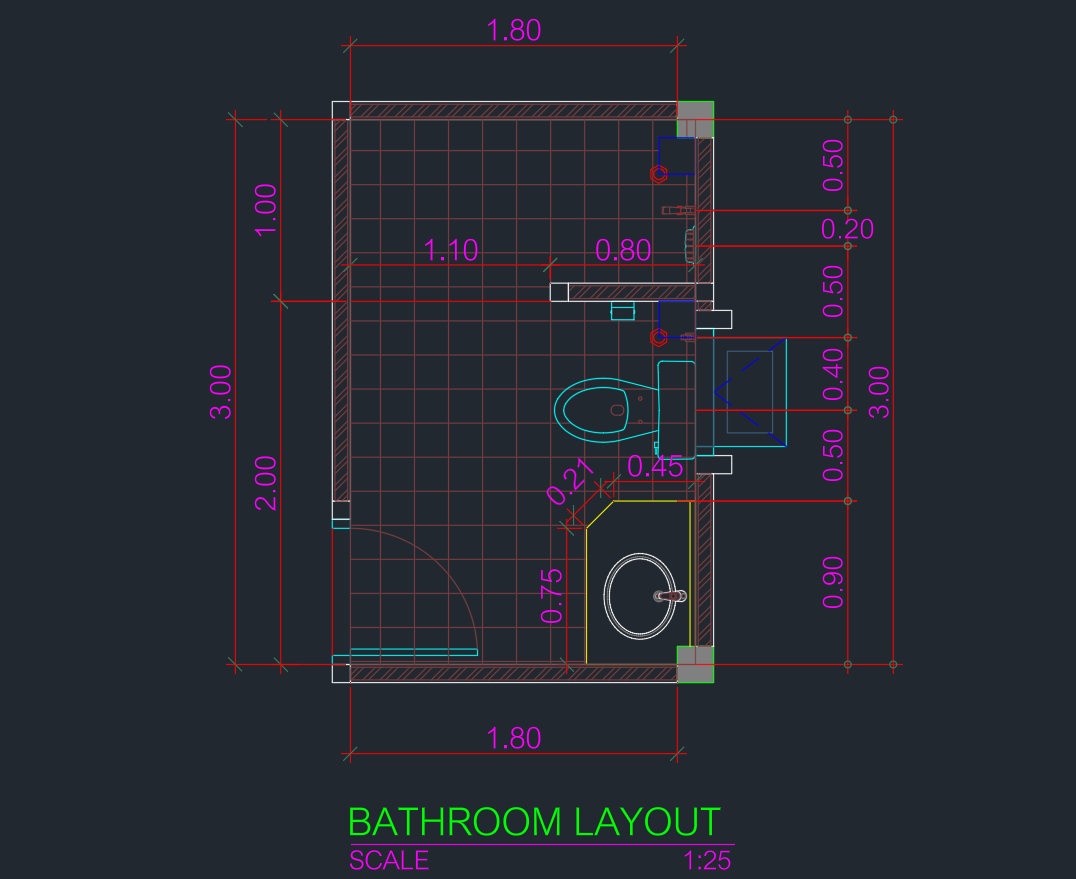 Bathroom Layout 3×1.8m | Modern Space-Saving Design