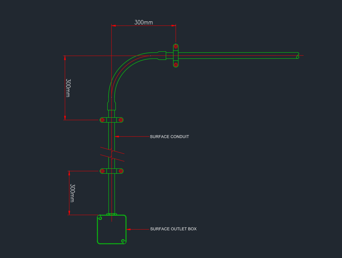 Surface Mount Conduit CAD Block – AutoCAD Drawing Detail