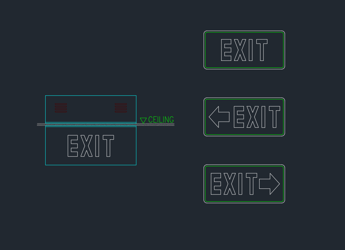 Exit Light CAD Block – Free AutoCAD Drawing Download