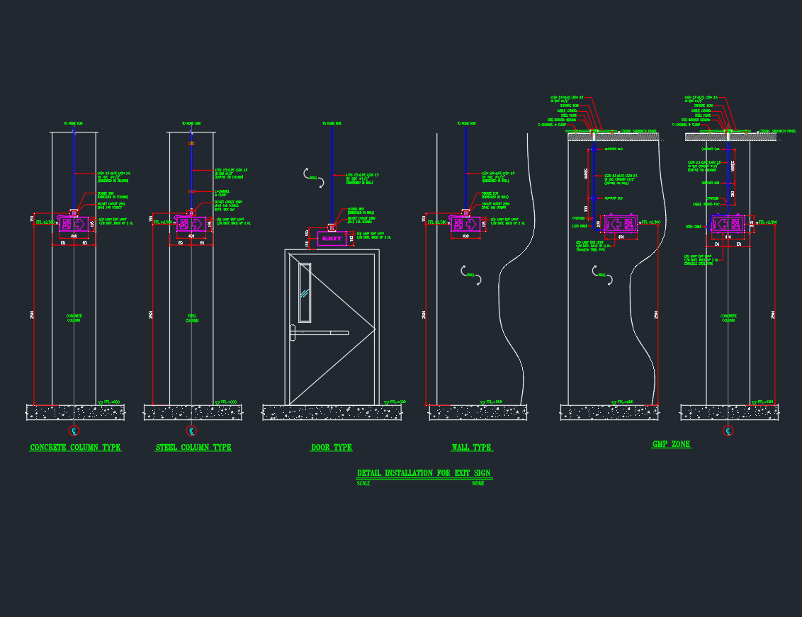 Exit Sign Installation DWG | AutoCAD CAD Block Download