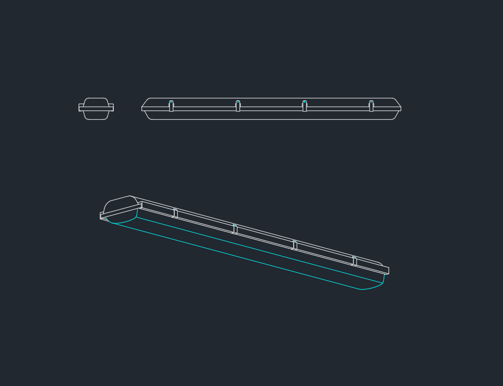 Explosion Proof Fluorescent Light CAD Block AutoCAD Drawing