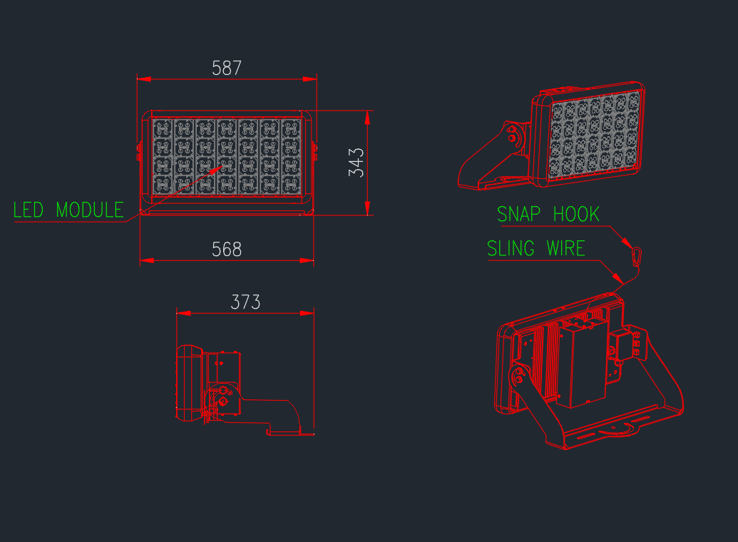 Flood Light LED CAD Block | AutoCAD Drawing Download