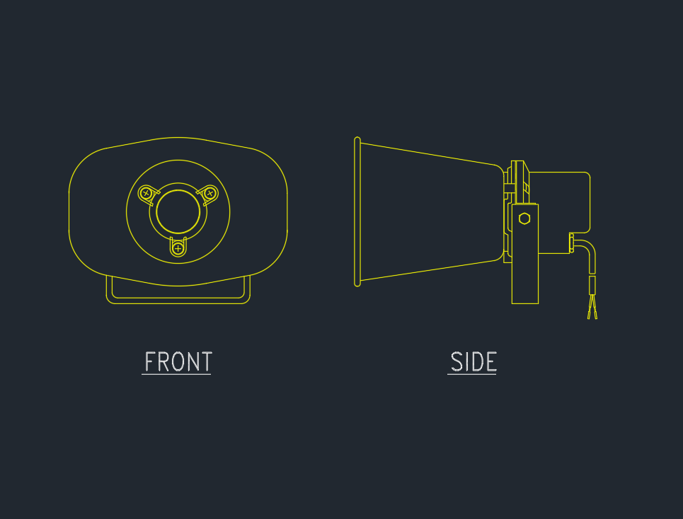 Horn Speaker 15W CAD Block | AutoCAD Drawing Download