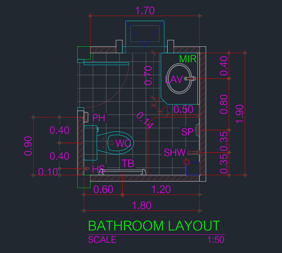 Small Bathroom Layout 1.9×1.8m | Space-Saving Design