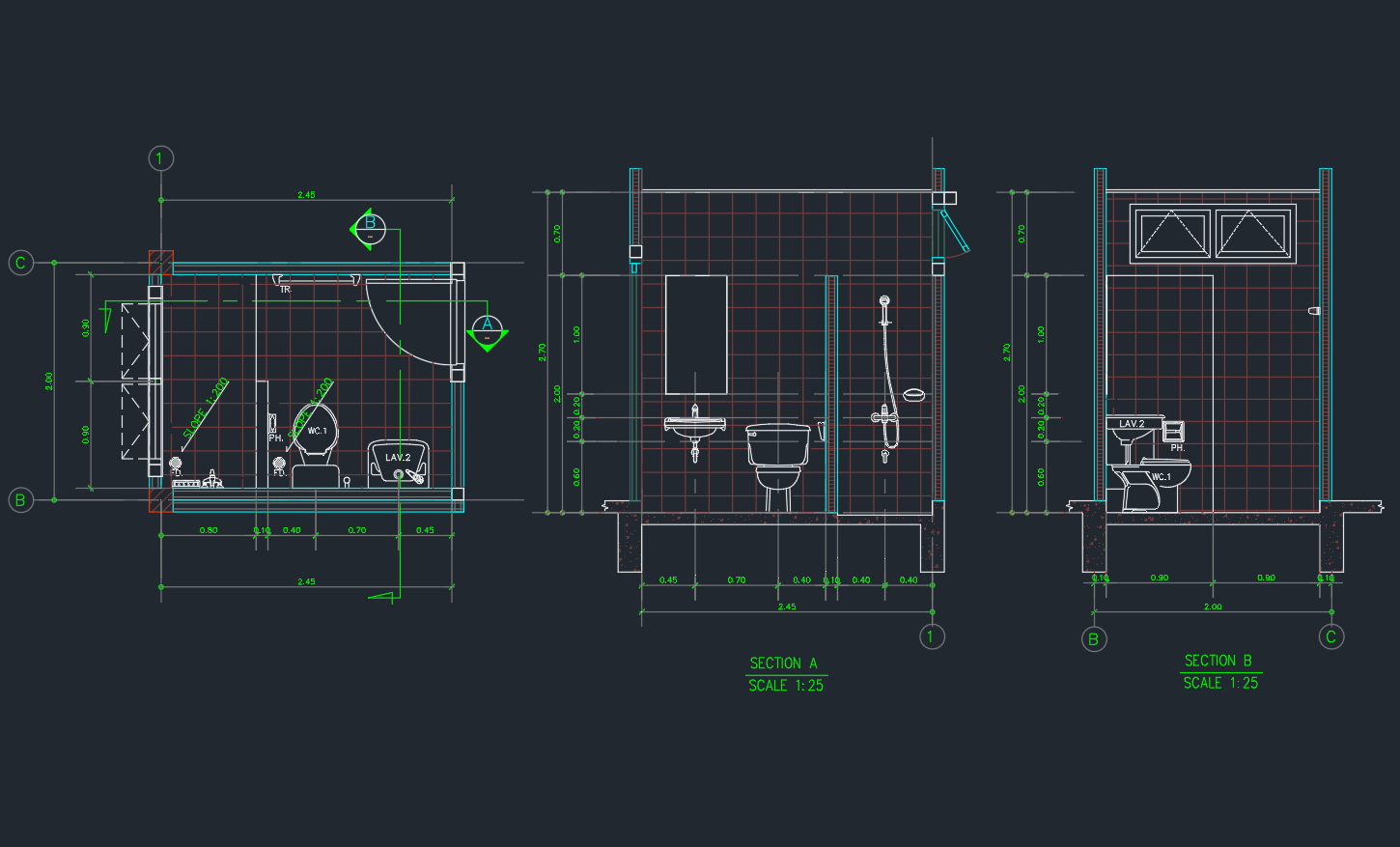 Small Bathroom Layout 2.45x2m | Smart Modern Design