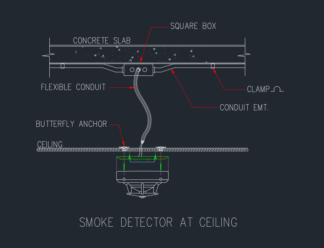 Smoke Detector at Ceiling DWG | AutoCAD Installation
