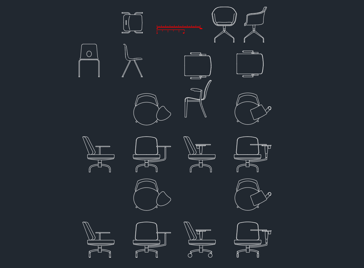Study Chair CAD Block | AutoCAD Drawing for Classroom Design