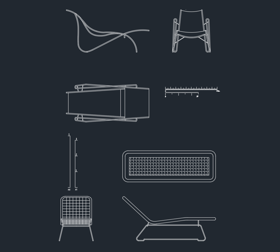 Sun Lounger CAD Blocks AutoCAD Drawing for Outdoor Furniture