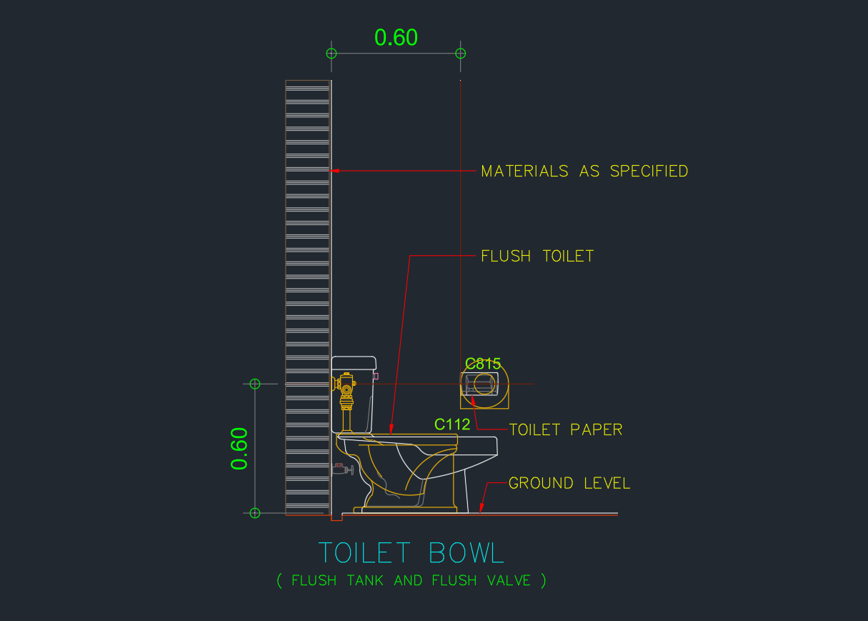 Toilet Bowl Flush Tank And Valve CAD Block | AutoCAD Drawing
