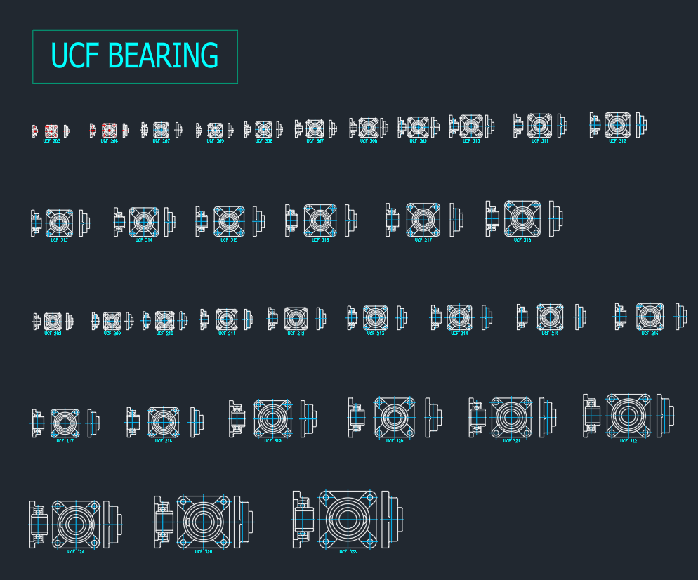 UCF Bearing CAD Block | AutoCAD Drawing for Pillow Block