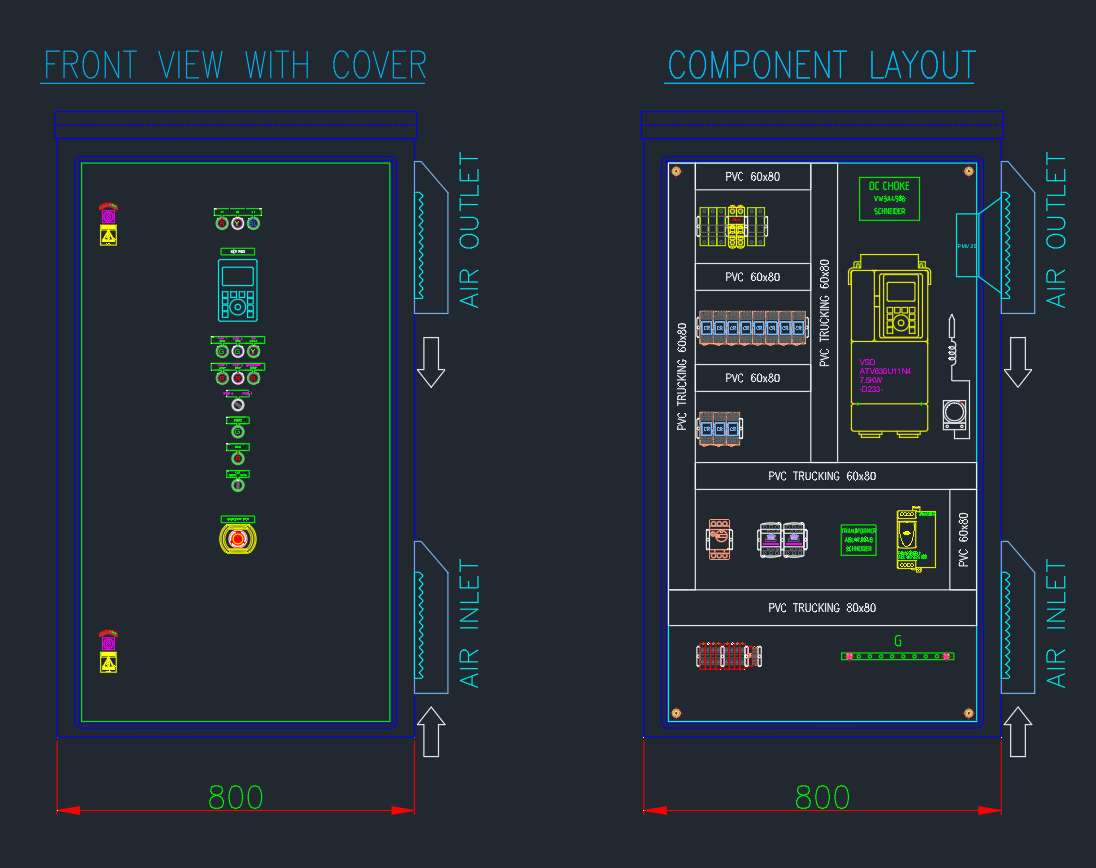 VSD Cabinet Design Drawing for Electrical Panel