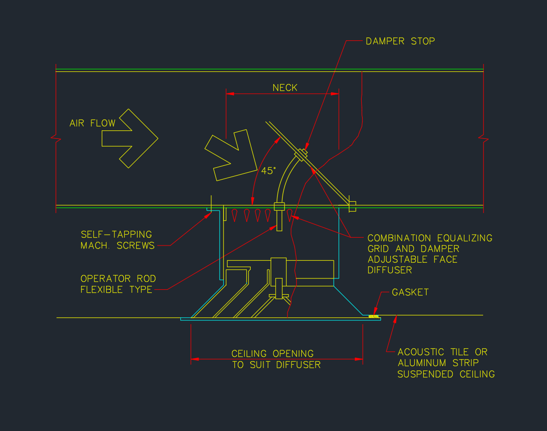 Ceiling Diffuser Detail | AutoCAD HVAC Drawing