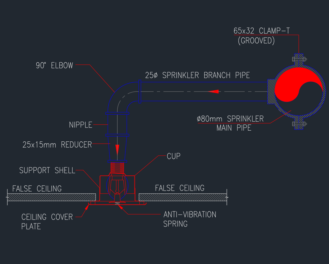 Concealed Sprinkler Head | AutoCAD Installation Detail
