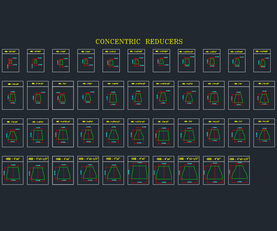 Concentric Reducer | AutoCAD Piping DWG Drawing