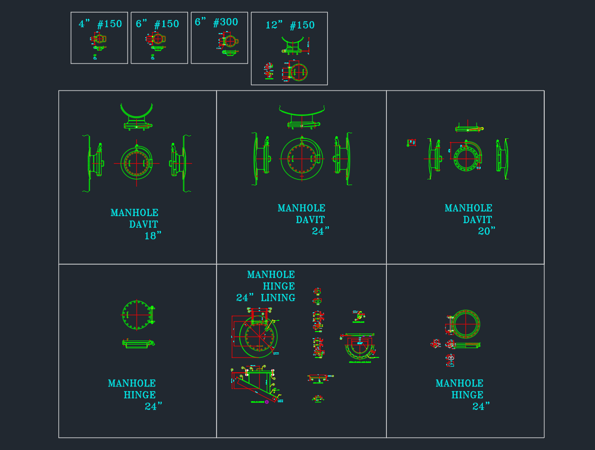 Davit Arm Manhole AutoCAD Drawing: Equipment Design Guide