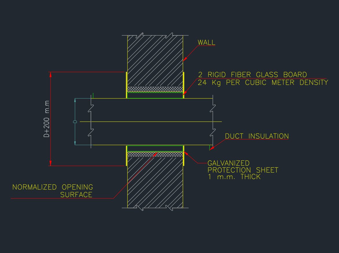Duct Through Wall CAD Block | AutoCAD Drawing for HVAC