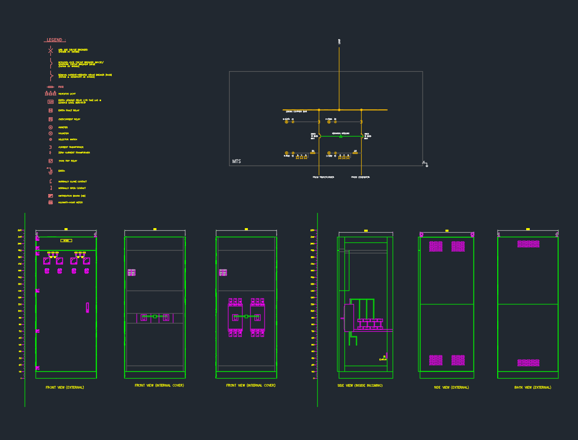 Electrical Single Line Diagram of MTS in AutoCAD Drawing