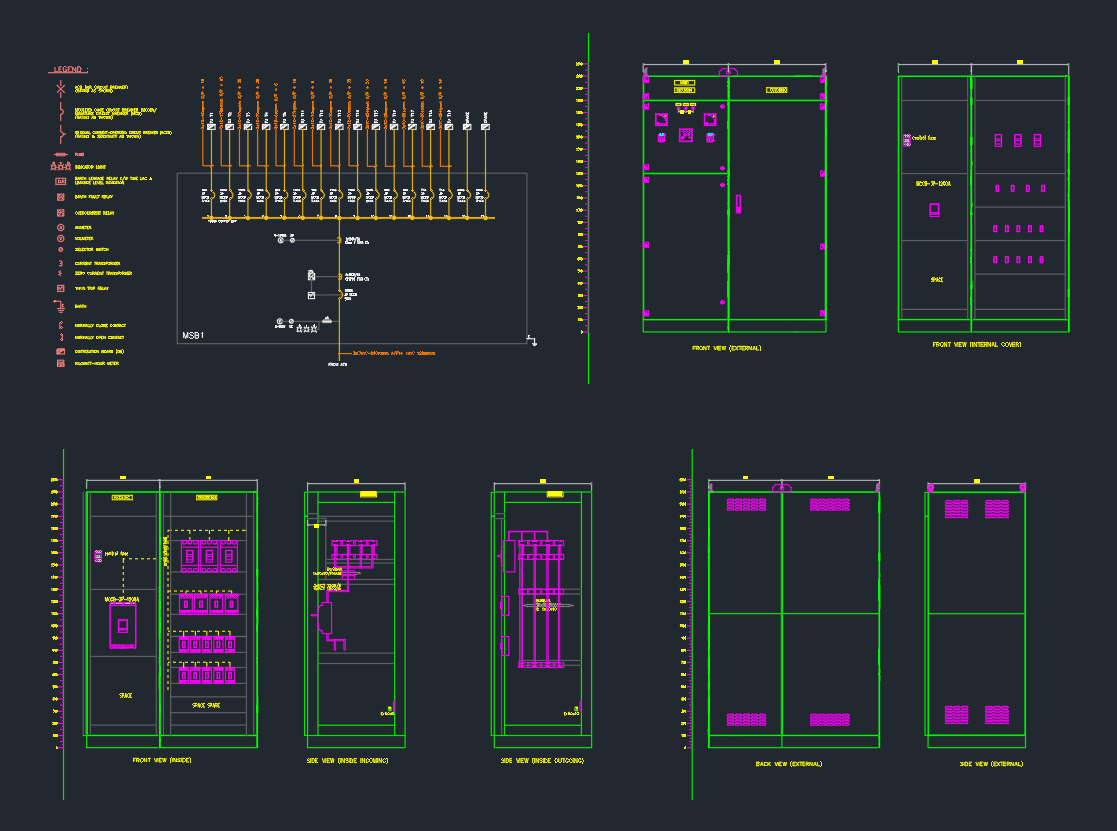 Electrical Single Line Diagram for MSB With Panel Layout