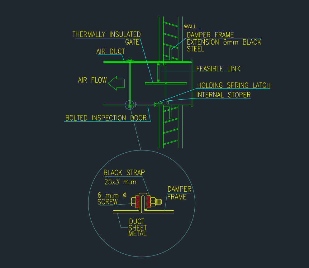Fire Damper Installation Detail | AutoCAD Drawing