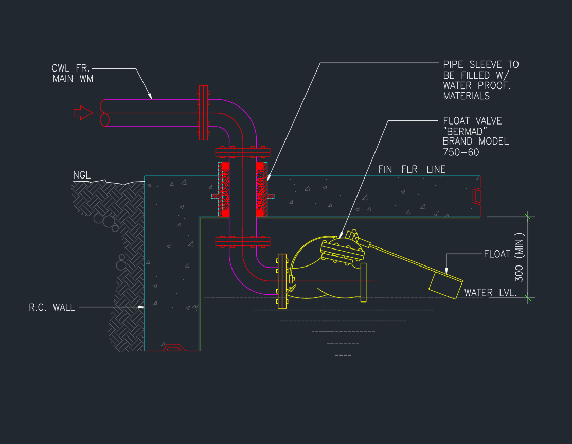 Float Valve Detail in AutoCAD Drawing: Equipment Guide