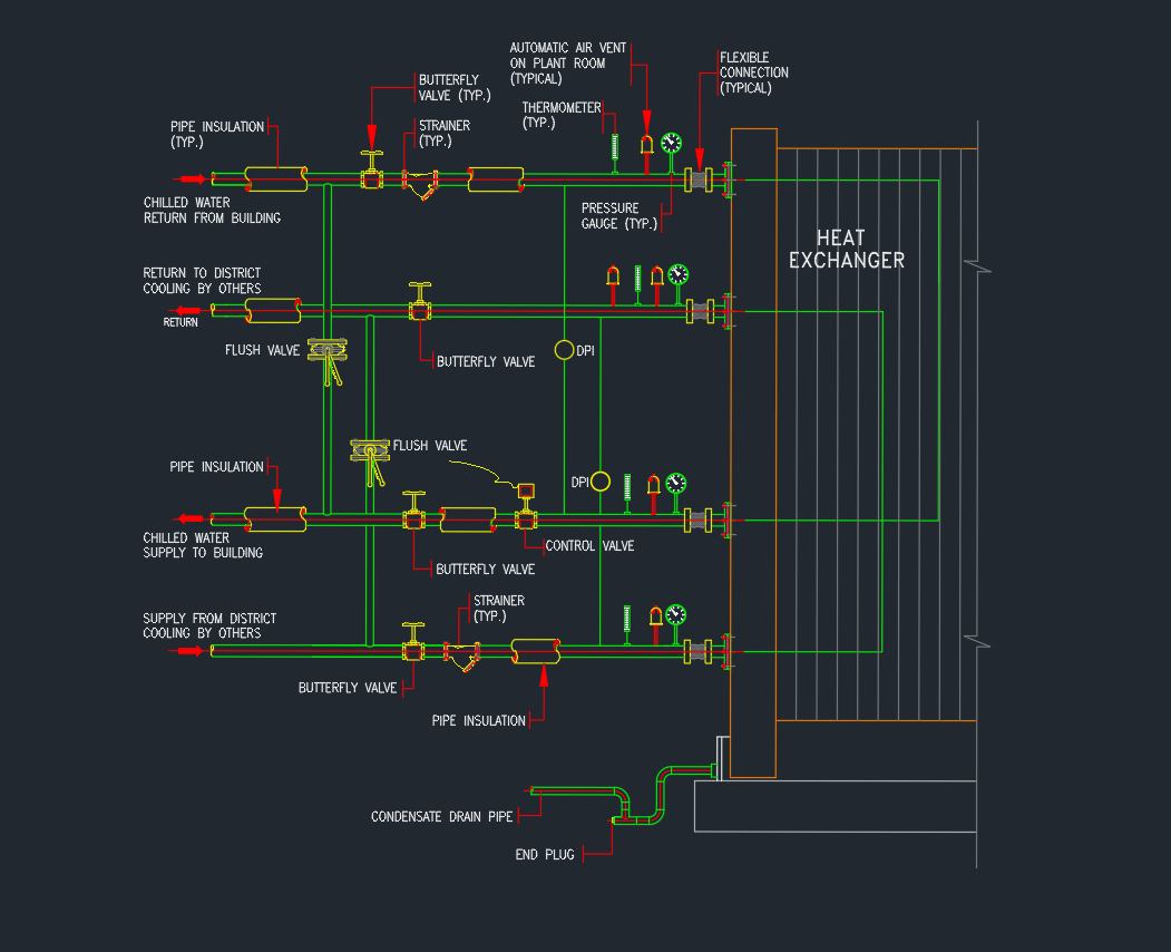 Typical Heat Exchanger Connection Detail AutoCAD Drawing Guide