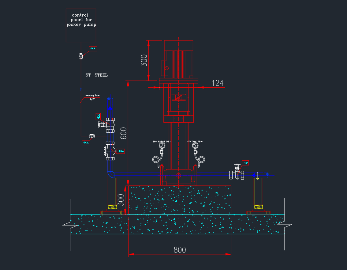 Jockey Pump Installation | AutoCAD Fire System Drawing