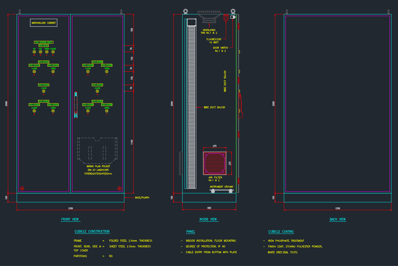 Marshalling Cabinet AutoCAD Drawing for Metering Station