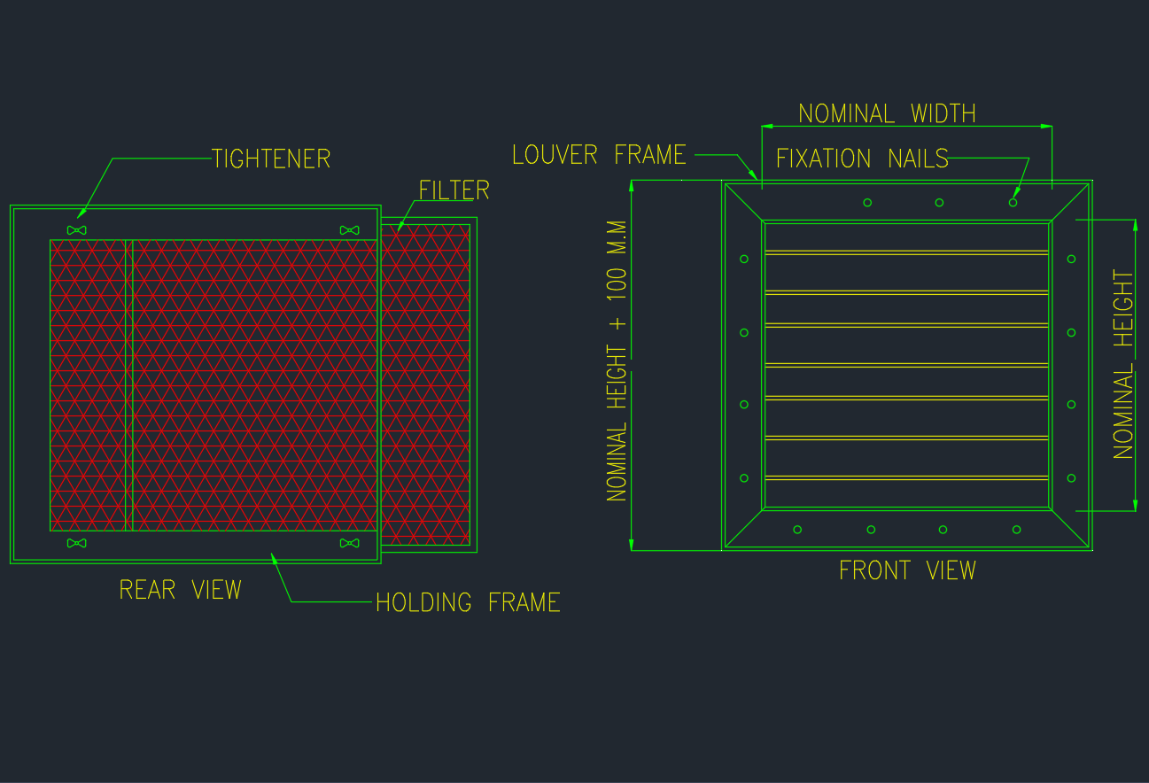 Outdoor Air Louver and Screen | AutoCAD Drawing Detail